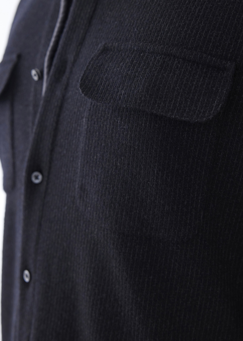 Anthracite Color Striped Wool Blend Shirt - 3