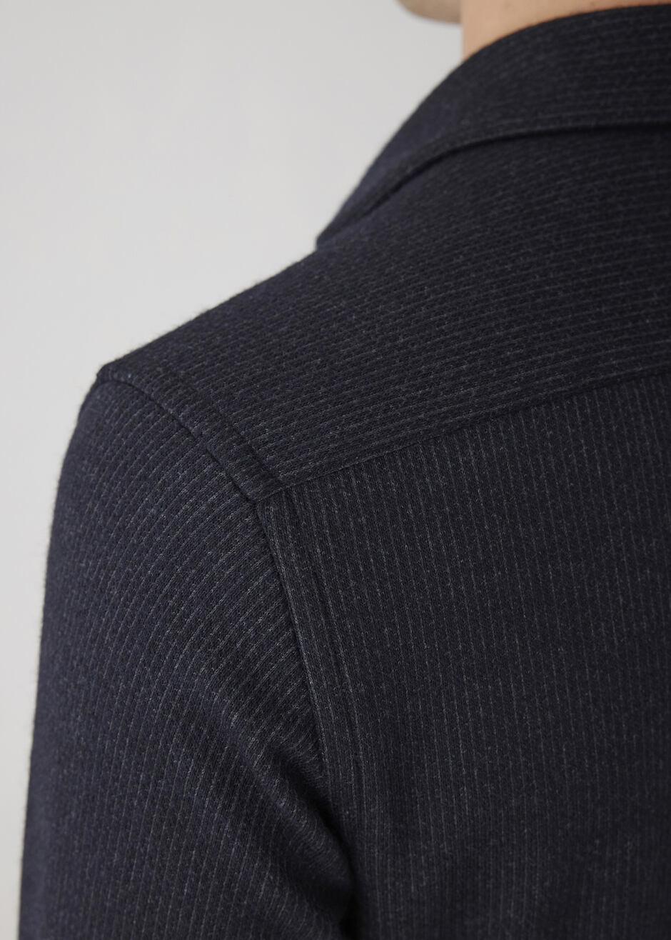 Anthracite Color Striped Wool Blend Shirt - 9