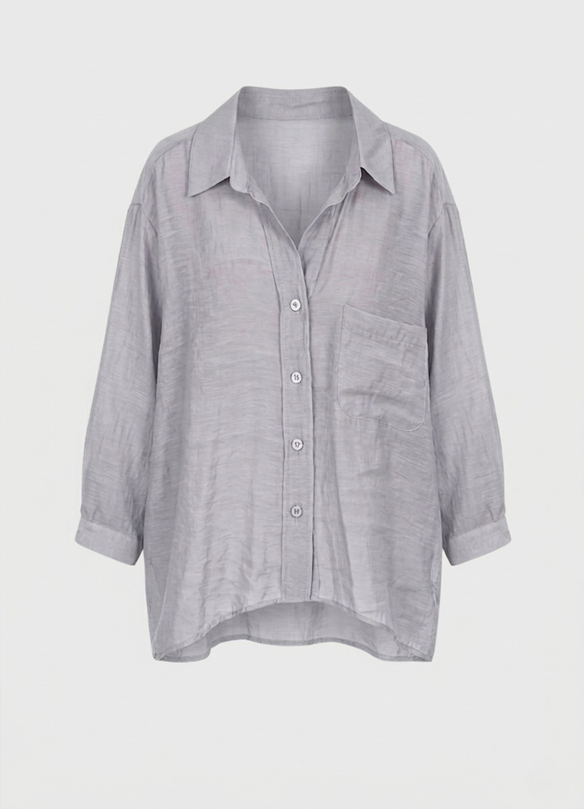 Açık Gri Renk Modal Karışımlı Oversize Gömlek - 2