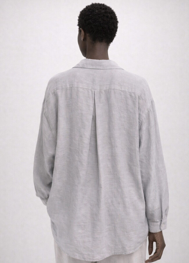 Açık Gri Renk Modal Karışımlı Oversize Gömlek - 3