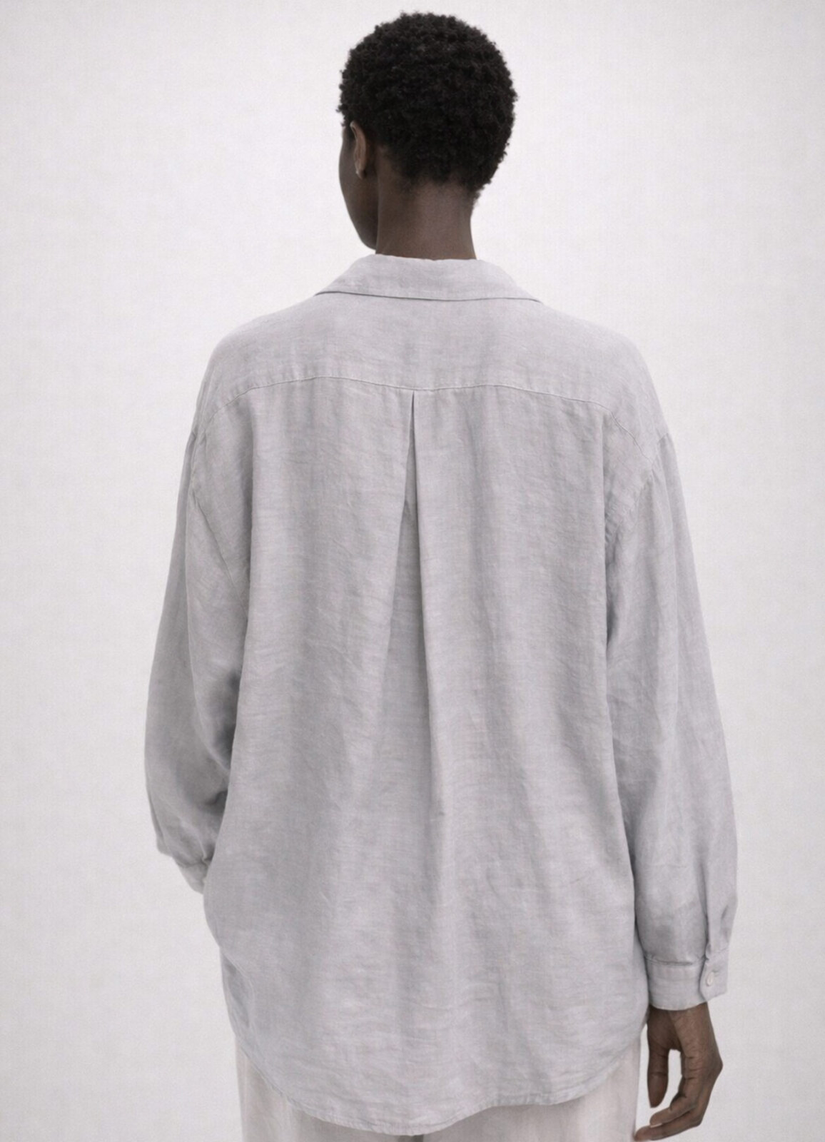 Açık Gri Renk Modal Karışımlı Oversize Gömlek - 3