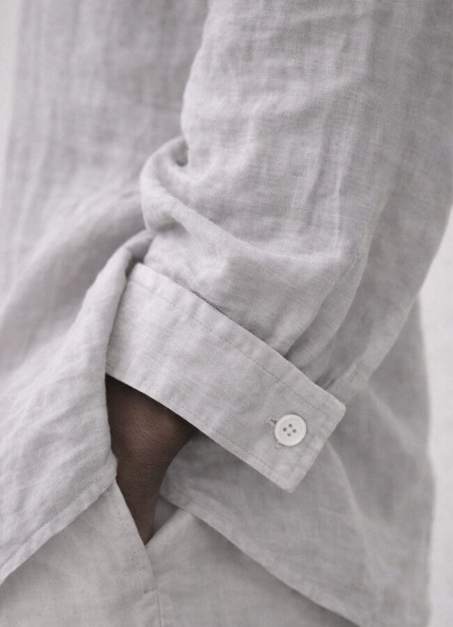 Açık Gri Renk Modal Karışımlı Oversize Gömlek - 5