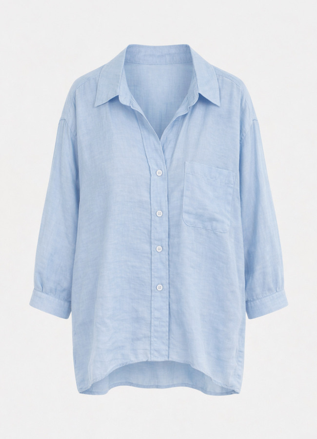 Açık Mavi Renk Modal Karışımlı Oversize Gömlek - 3