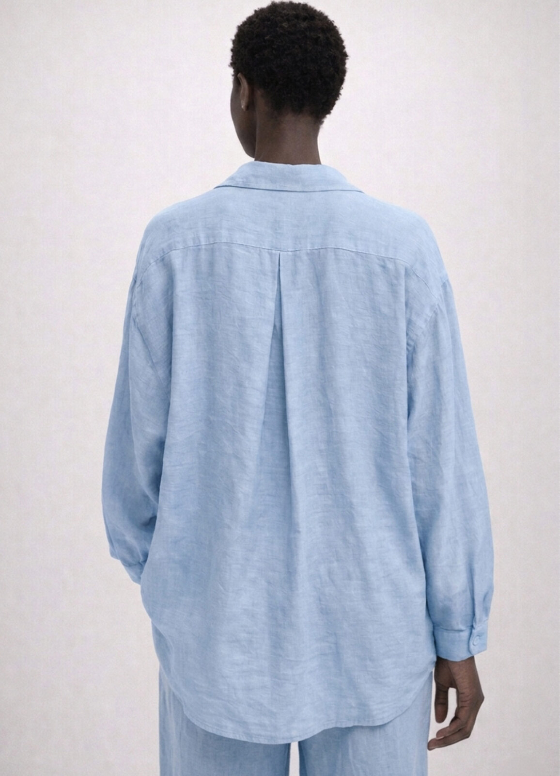 Açık Mavi Renk Modal Karışımlı Oversize Gömlek - 4