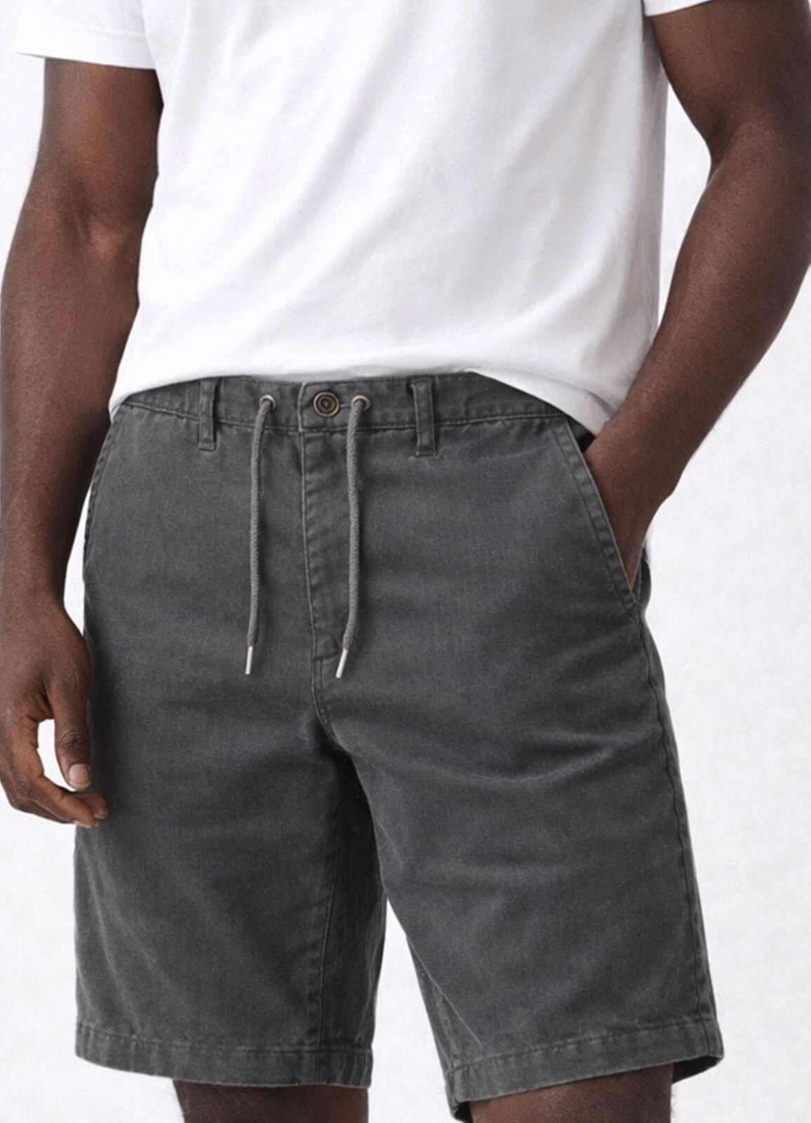 Antrasit Renk Tencel Karışımlı Şort - 4