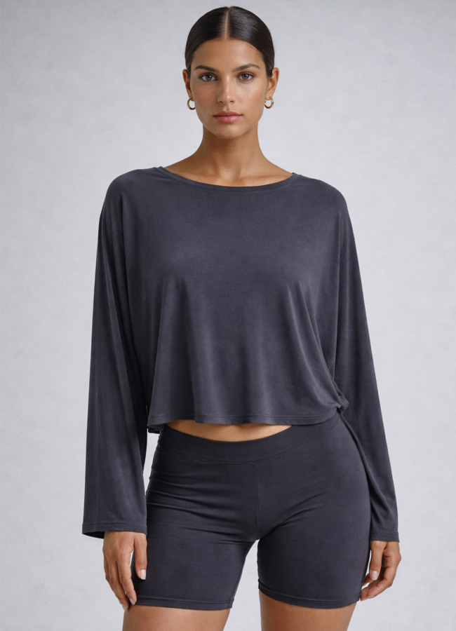 ANTRASİT Renk Modal Karışımlı Bluz