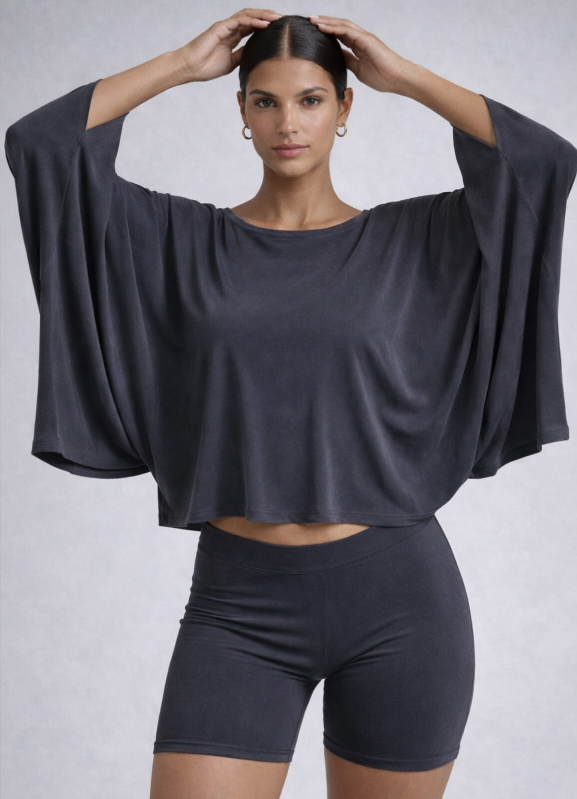 ANTRASİT Renk Modal Karışımlı Bluz - 4