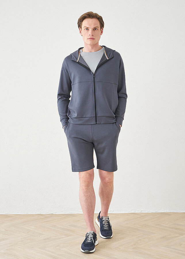 Antrasit Renk Beli Lastikli Şort  