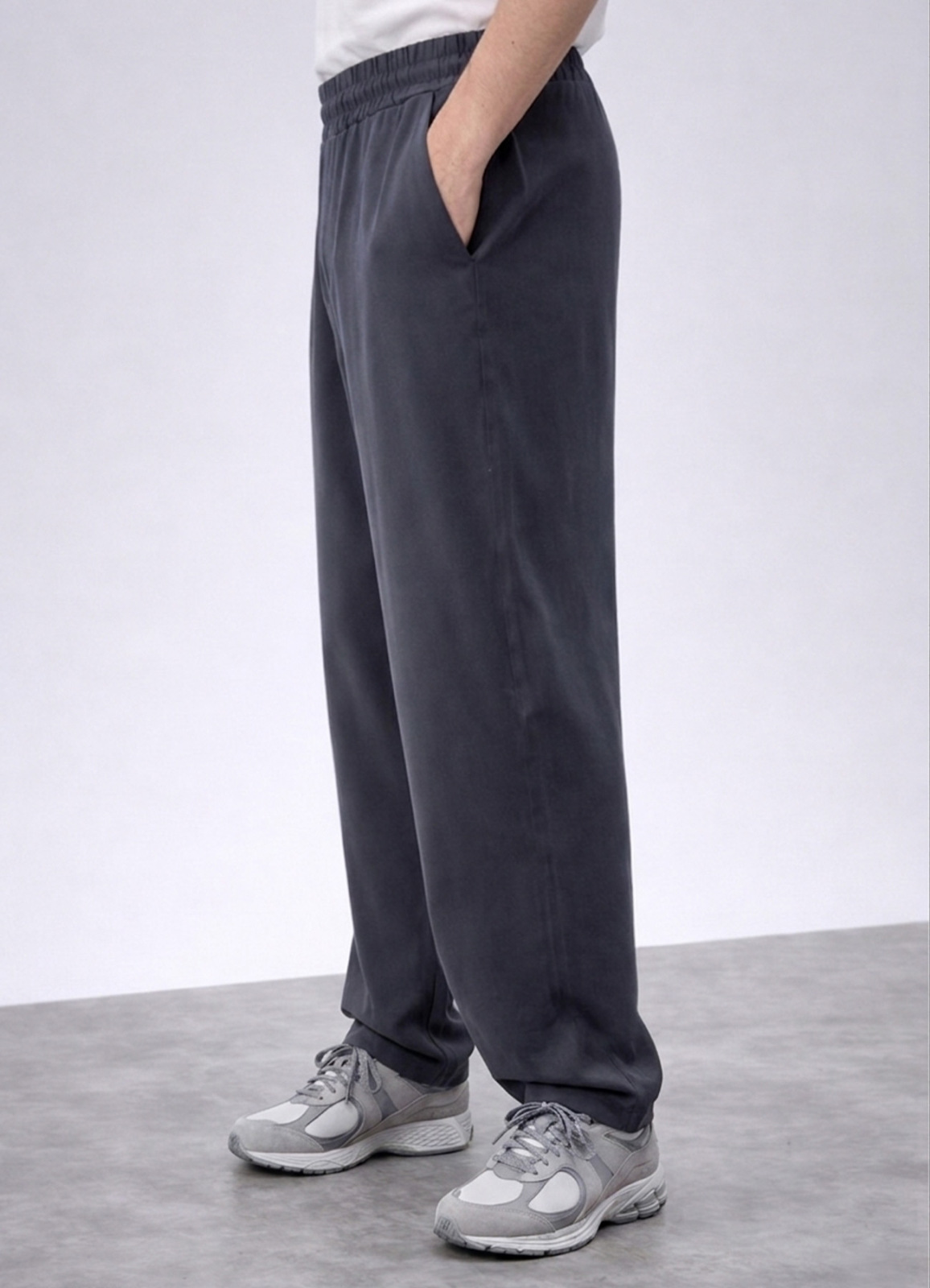 ANTRASİT Renk Tencel Karışımlı Pantolon - 1