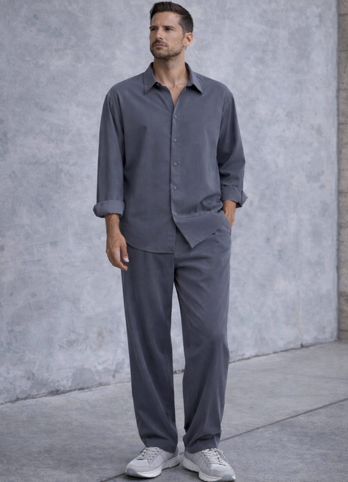 ANTRASİT Renk Tencel Karışımlı Pantolon - 3