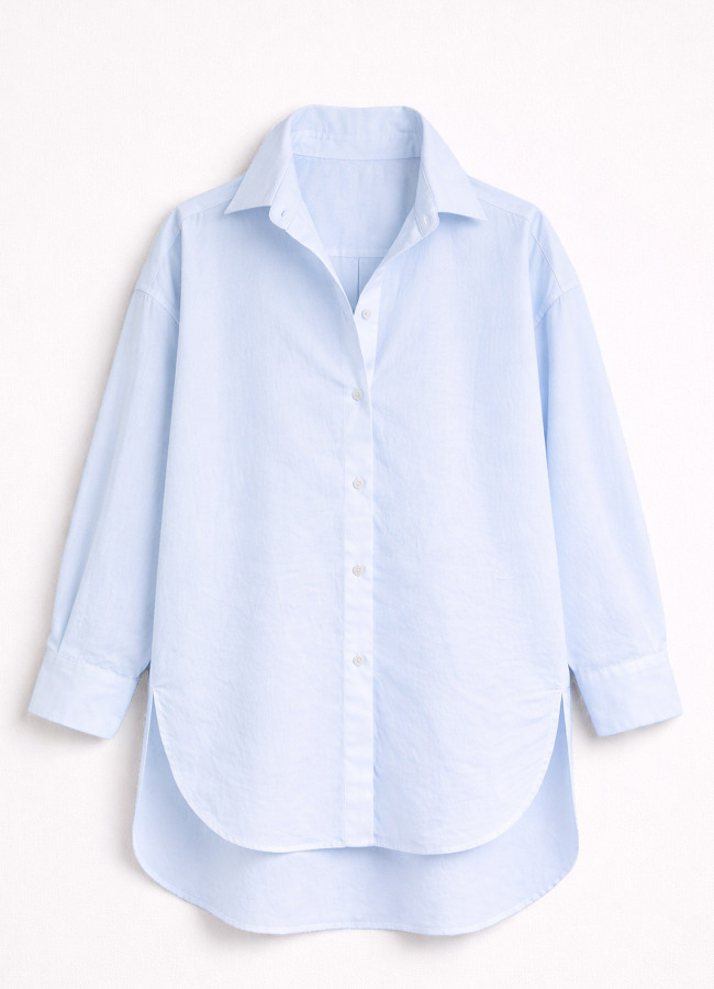 Bebek Mavi Renk Oversize Poplin Gömlek - 4