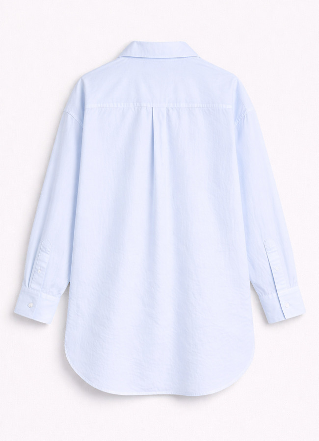 Bebek Mavi Renk Oversize Poplin Gömlek - 5