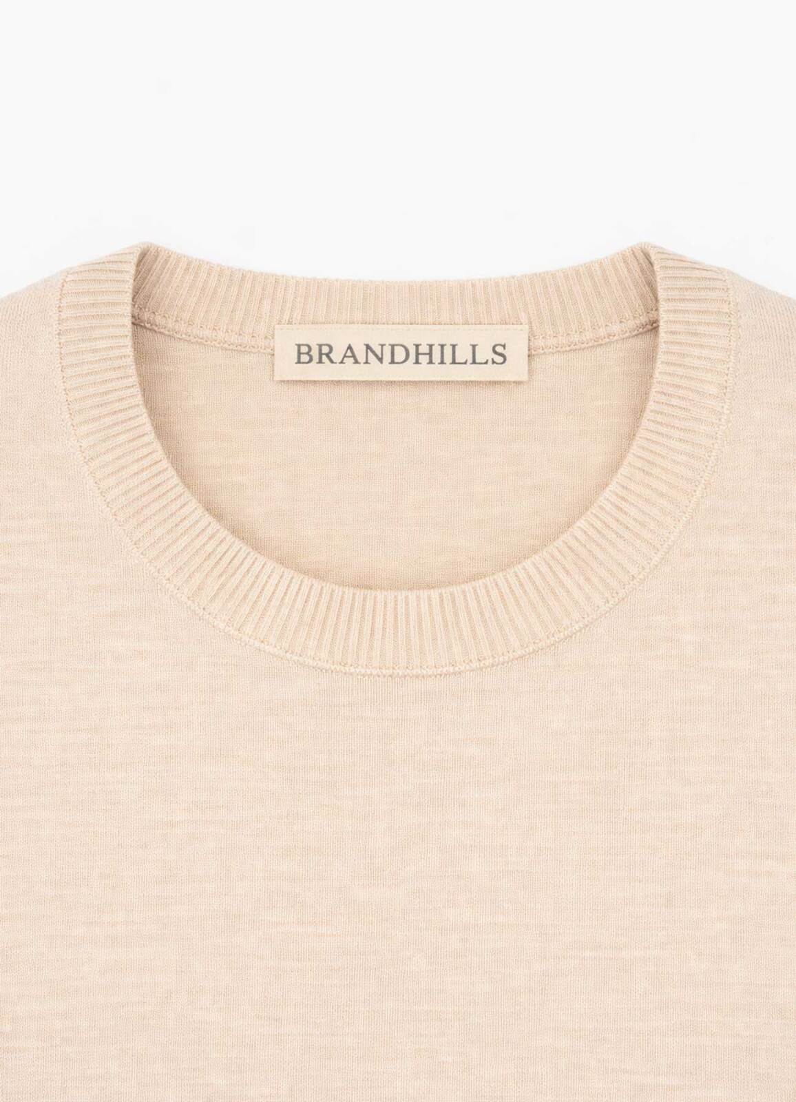 Bej Renk Bisiklet Yaka Basic Triko - 4