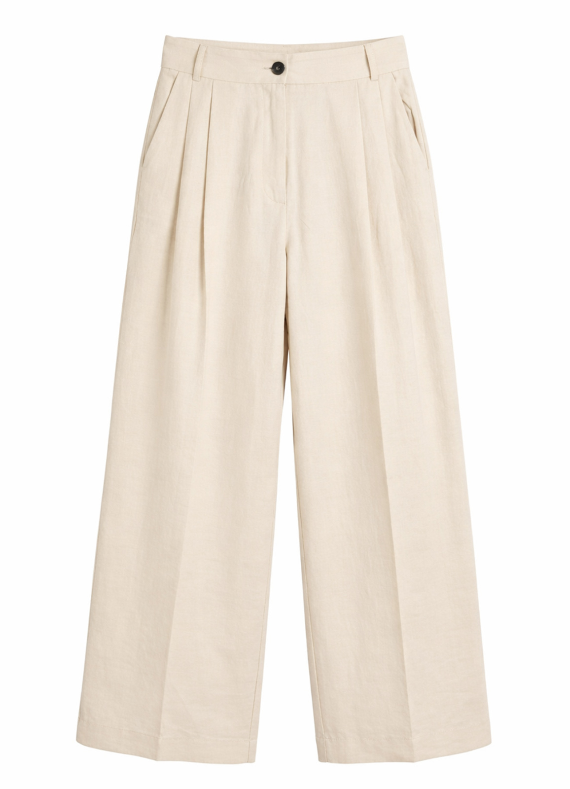 Bej Renk Lyocell Karışımlı Pileli Palazzo Pantolon