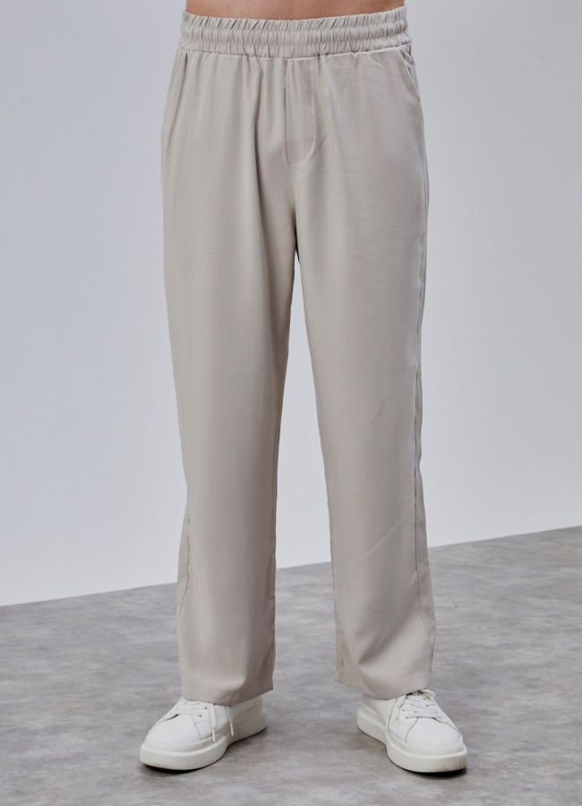 Bej Renk Tencel Karışımlı Pantolon - 2