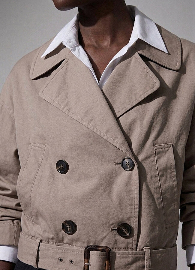 Bej Renk Pamuk Karışımlı Ceket - 2