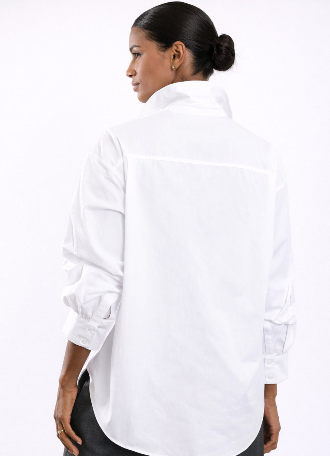 Beyaz Renk Oversize Poplin Gömlek - 4