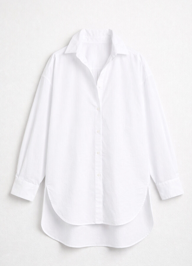 Beyaz Renk Oversize Poplin Gömlek - 5