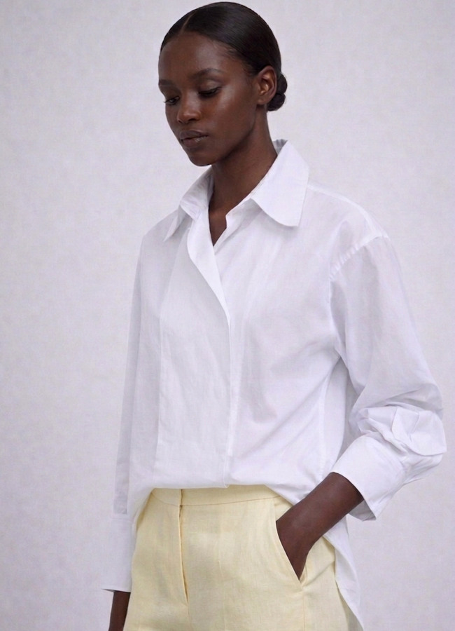 Beyaz Renk Poplin Gömlek