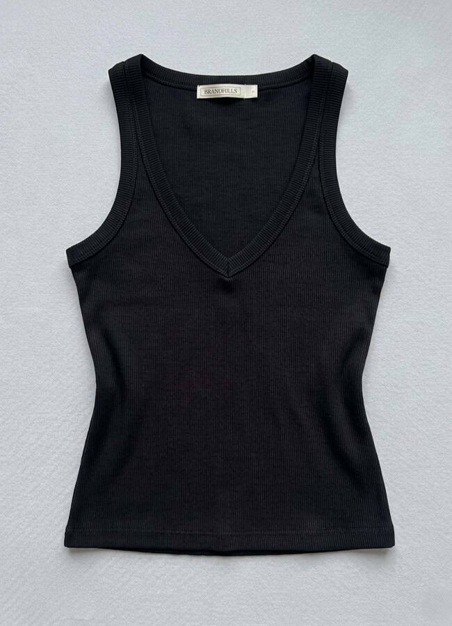 Siyah Renk Esnek Viskoz Atlet - 5