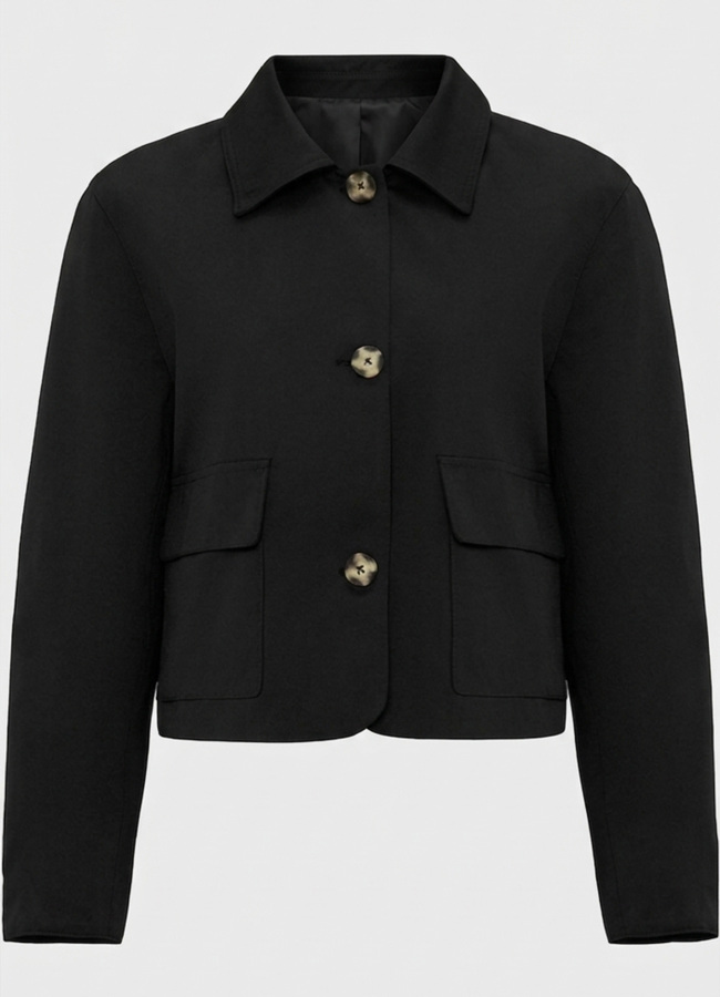 Siyah Renk Pamuk Karışımlı Ceket - 2