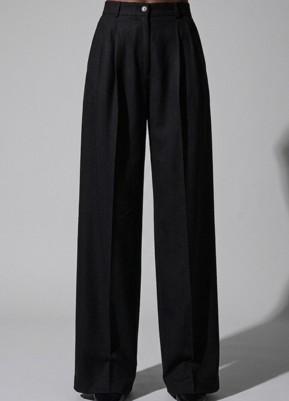 Siyah Renk Lyocell Karışımlı Pileli Palazzo Pantolon - 2