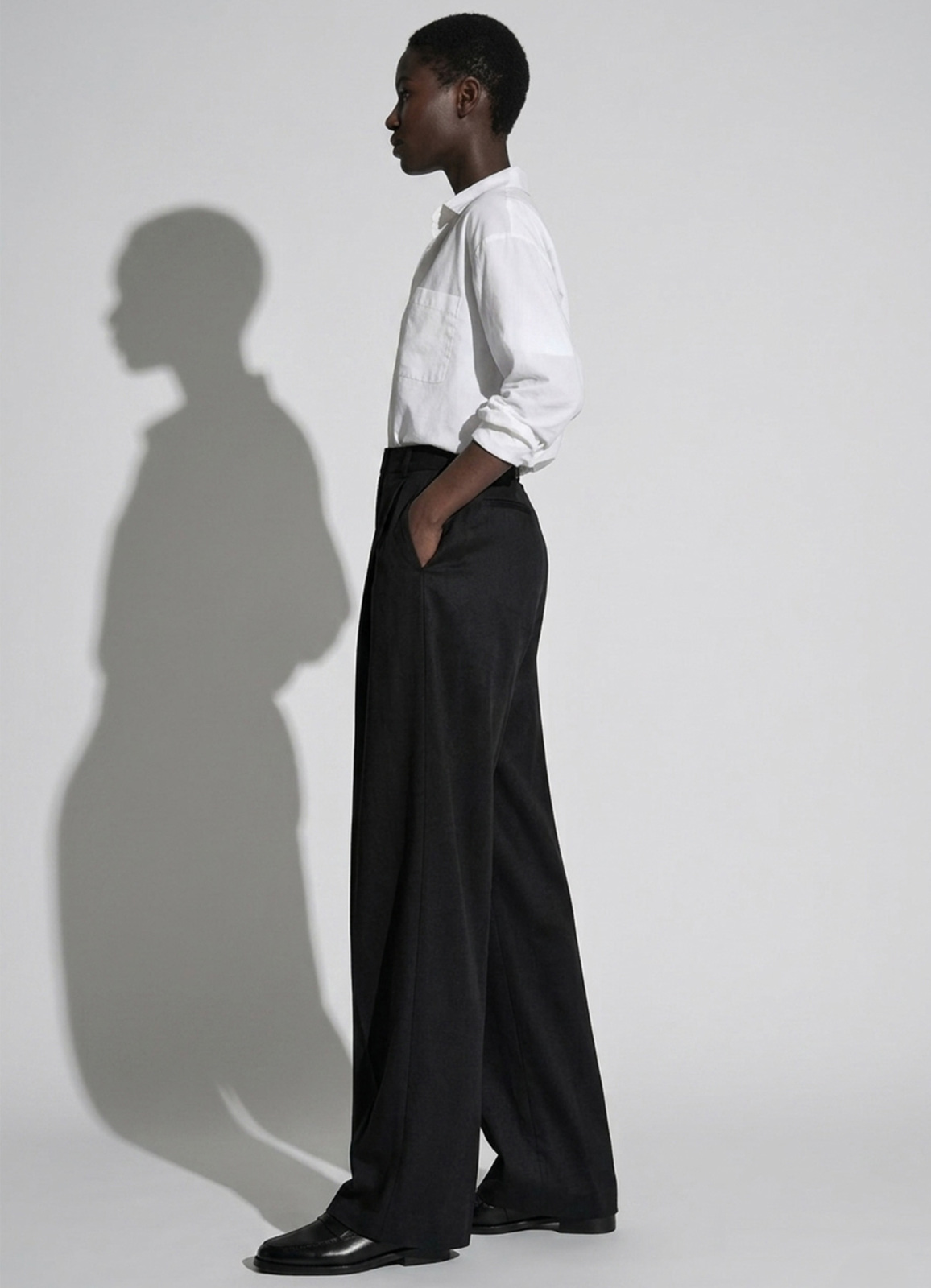 Siyah Renk Lyocell Karışımlı Pileli Palazzo Pantolon - 4