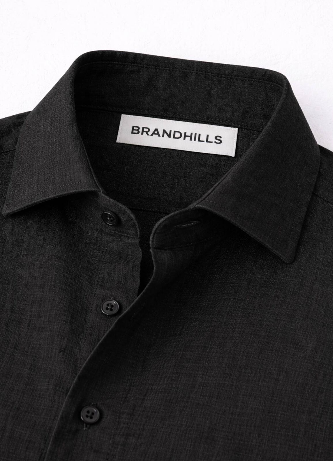 Siyah Renk Uzun Kol Keten Gömlek - 3