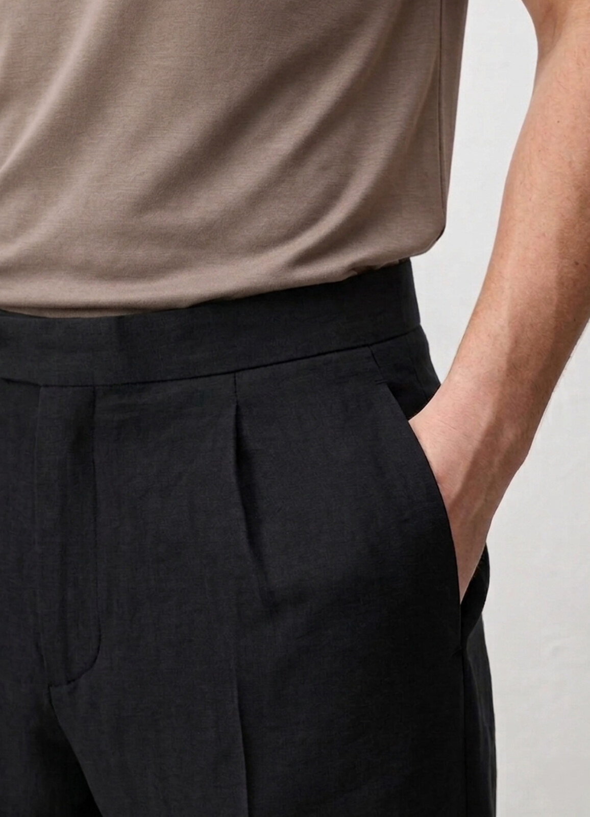 Siyah Renk Lyocell Karışımlı Pileli Pantolon - 2