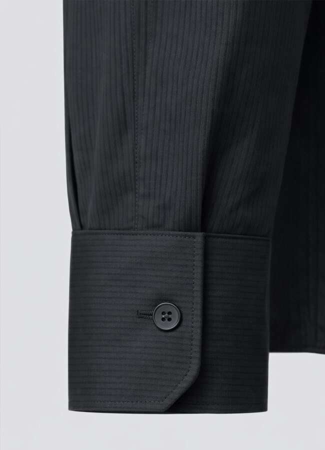 Siyah Renk Lyocell Dökümlü Gömlek - 5