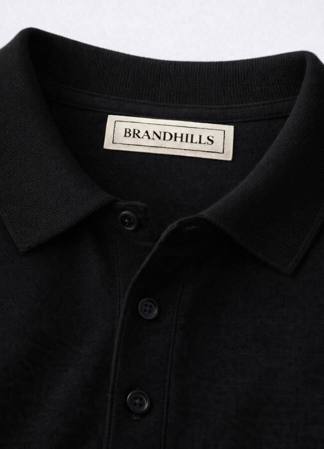 Siyah Renk Pamuk Karışımlı Polo Yaka T-Shirt - 3