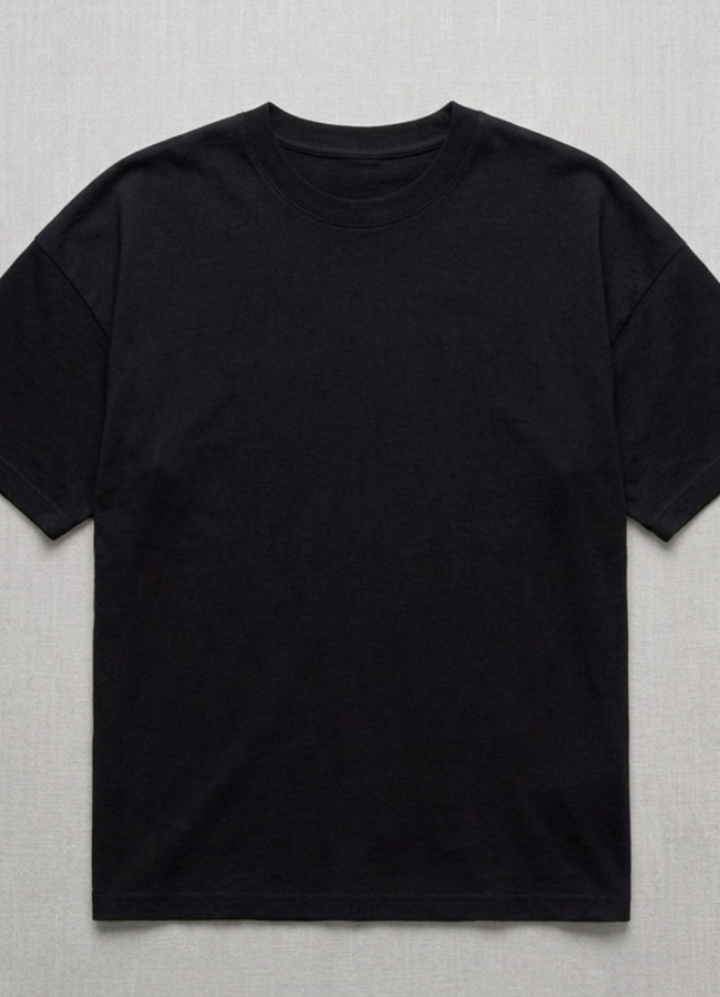 Siyah Renk Pamuklu Nakışlı Tişört - 3