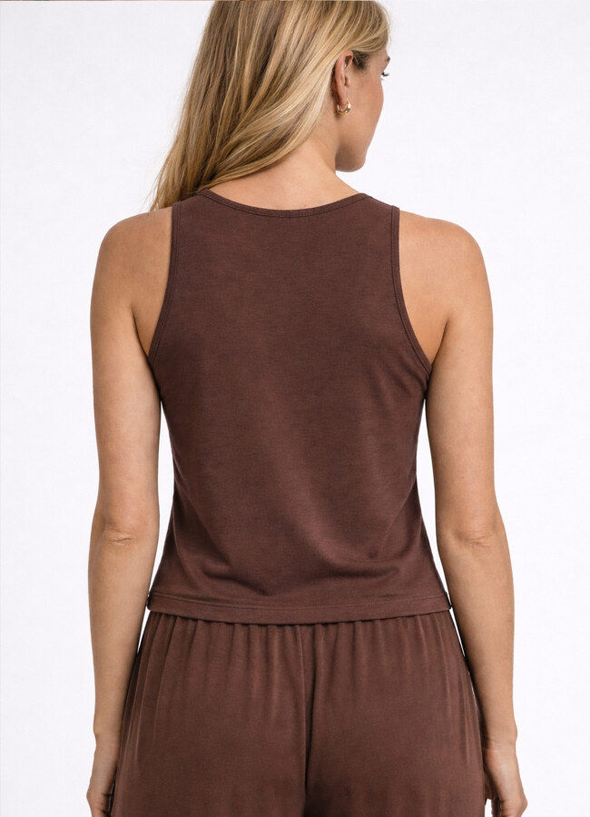 Kahve Renk Modal Karışımlı Bluz - 4