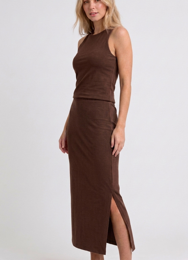 Kahve Renk Modal Karışımlı Etek - 2