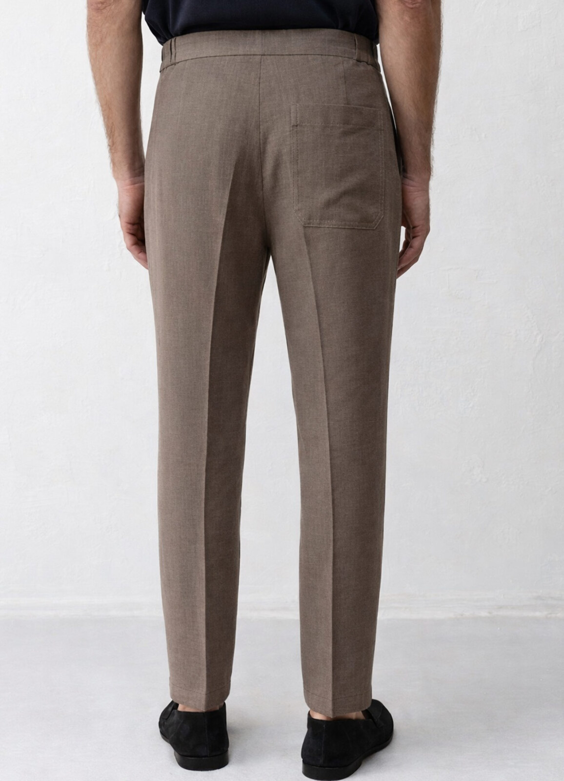 Kahve Renk Lyocell Karışımlı Pileli Pantolon - 4