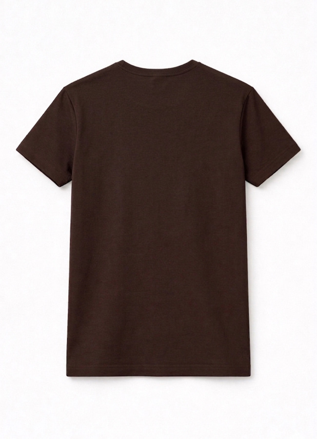 Kahve Renk Pamuk Karışımlı Tişört - 3