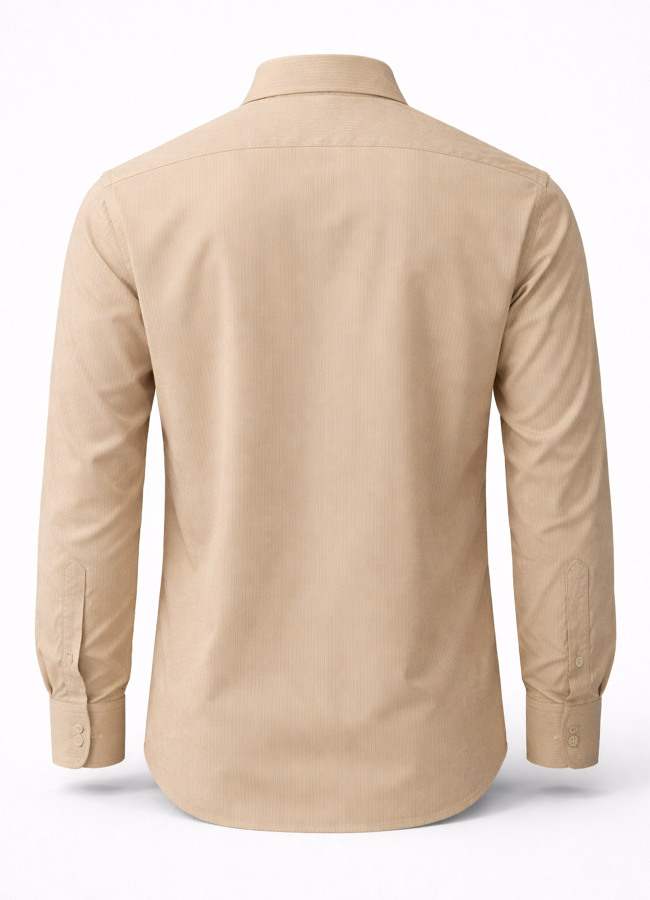 Koyu Bej Renk Lyocell Dökümlü Gömlek - 2