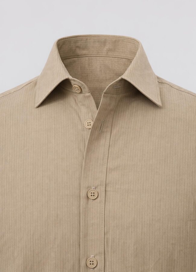 Koyu Bej Renk Lyocell Dökümlü Gömlek - 3