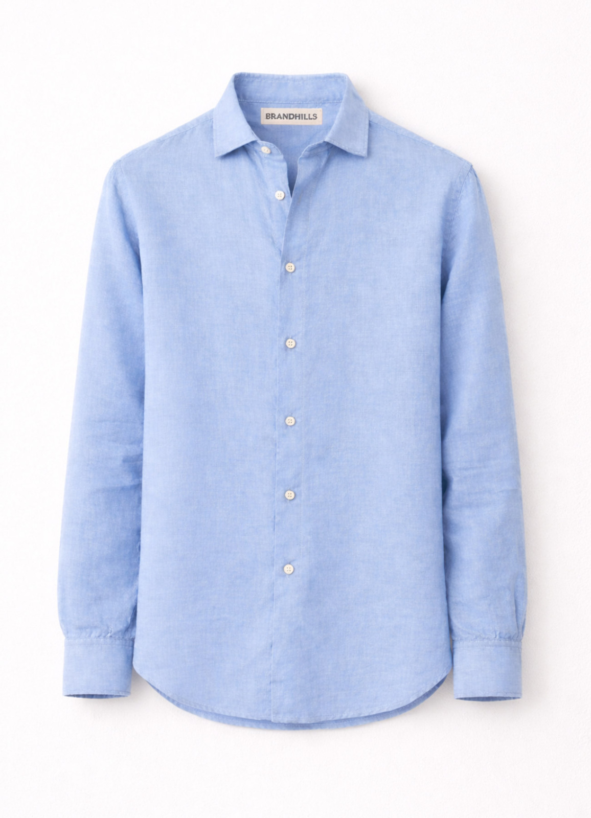 Koyu Mavi Renk Uzun Kol Keten Gömlek