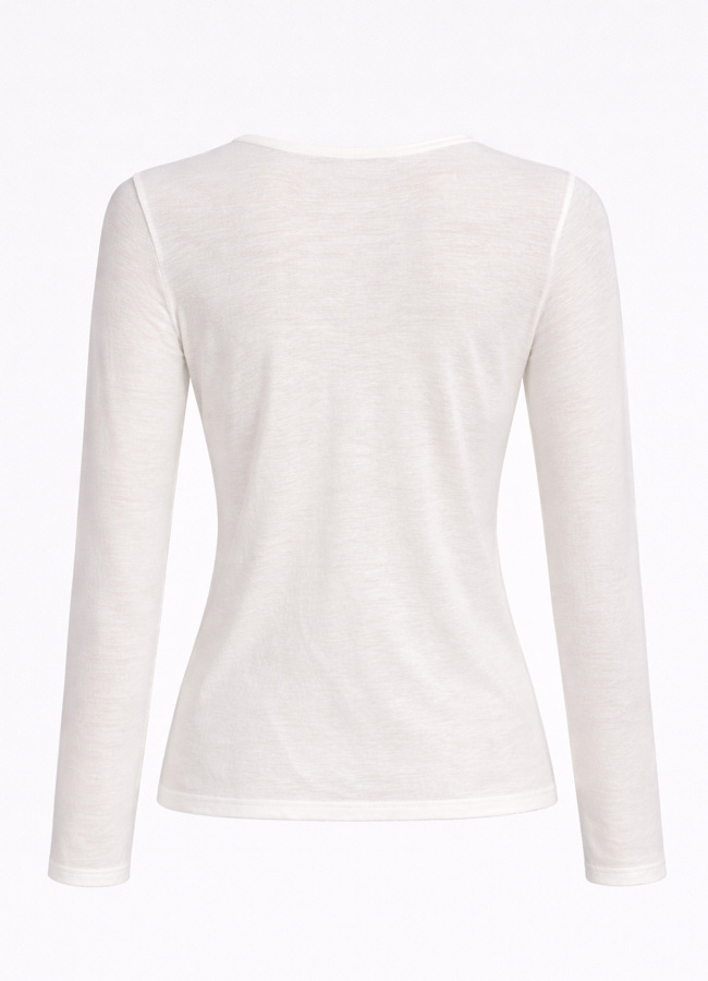 Ekru Renk Transparan Esnek Bluz - 5