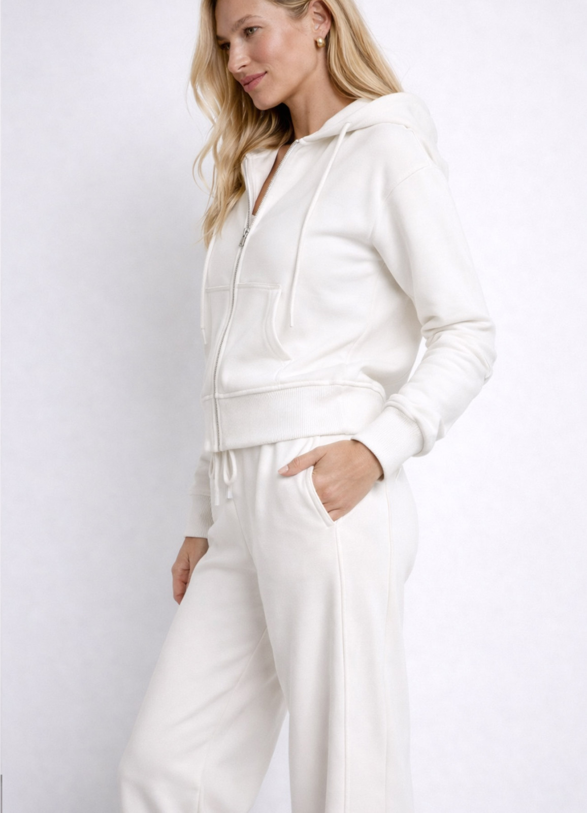 Ekru Renk Pamuk Karışımlı Eşofman Takımı - 2