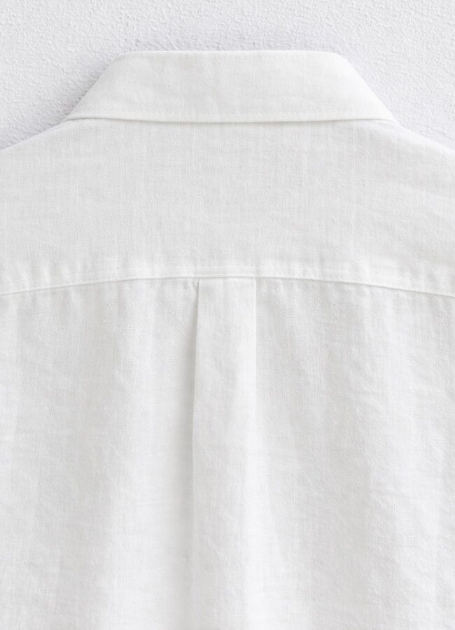 Ekru Renk Lyocell Karışımlı Dökümlü Gömlek - 2