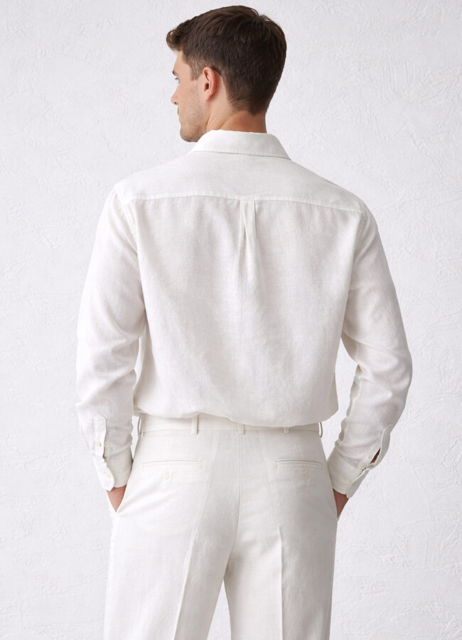 Ekru Renk Lyocell Karışımlı Dökümlü Gömlek - 4