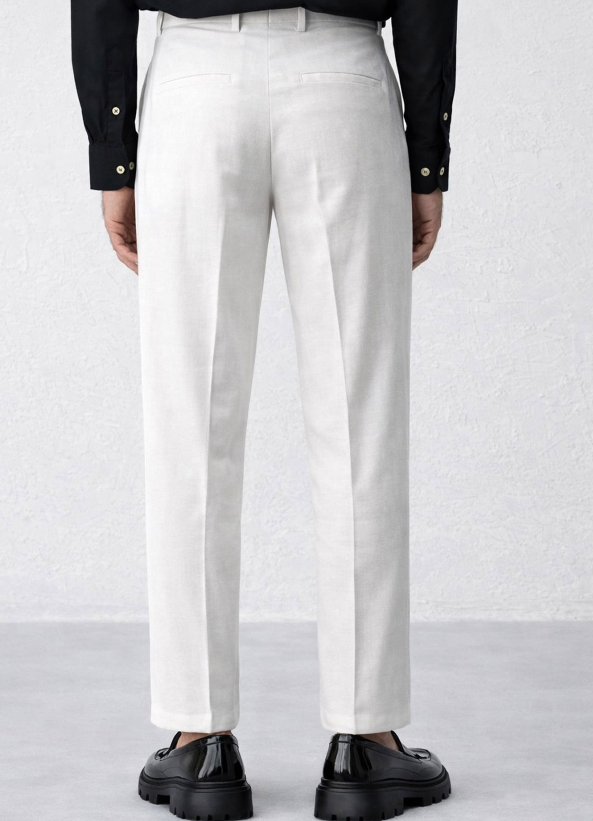 Ekru Renk Lyocell Karışımlı Pileli Pantolon - 4