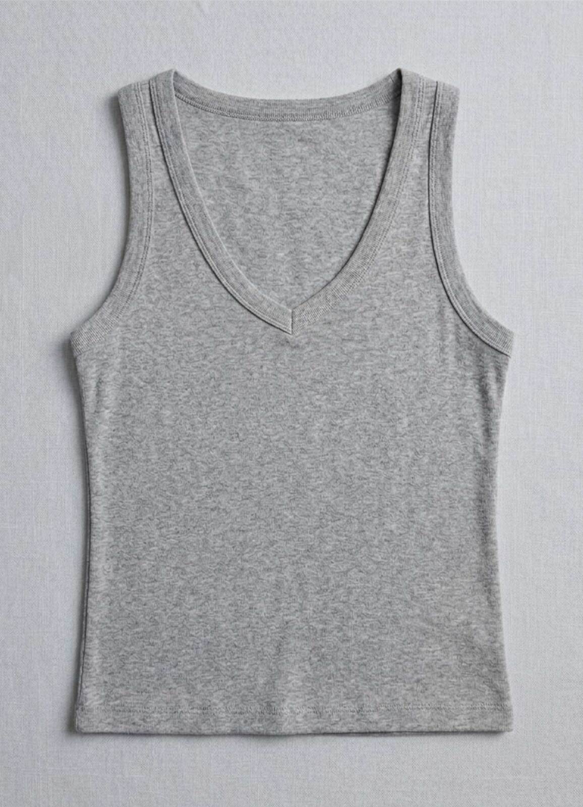 Gri Renk Esnek Viskoz Atlet