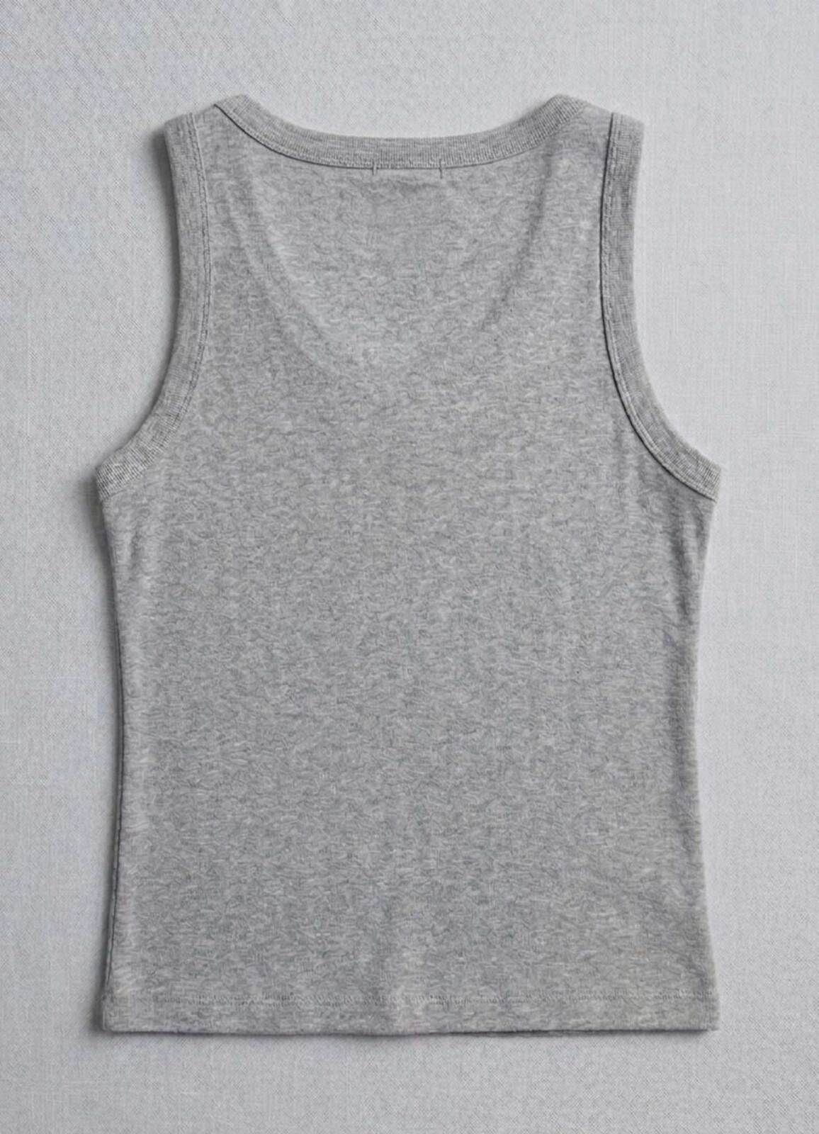 Gri Renk Esnek Viskoz Atlet - 2