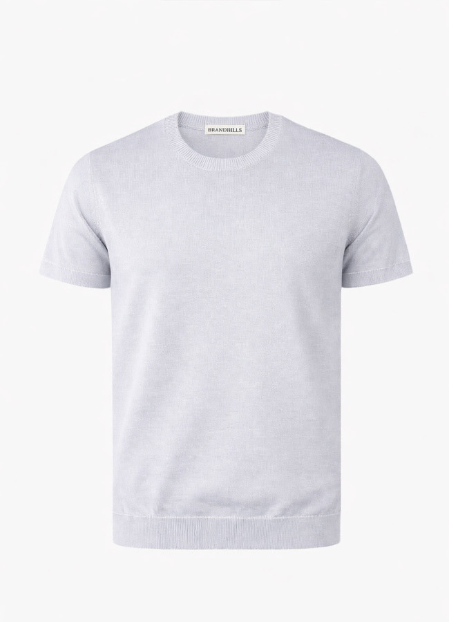 Gri Renk Bisiklet Yaka Basic Triko