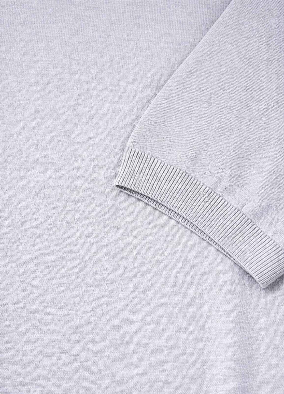 Gri Renk Bisiklet Yaka Basic Triko - 3