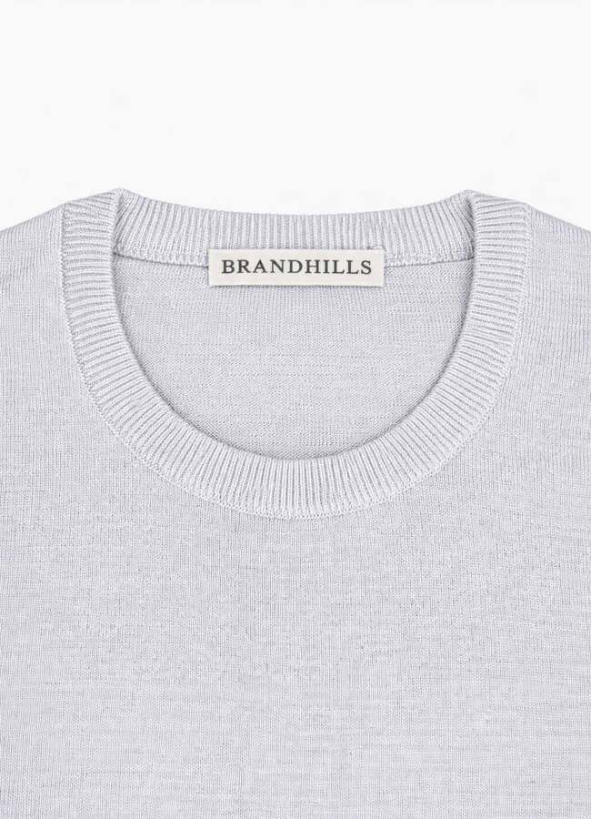 Gri Renk Bisiklet Yaka Basic Triko - 4