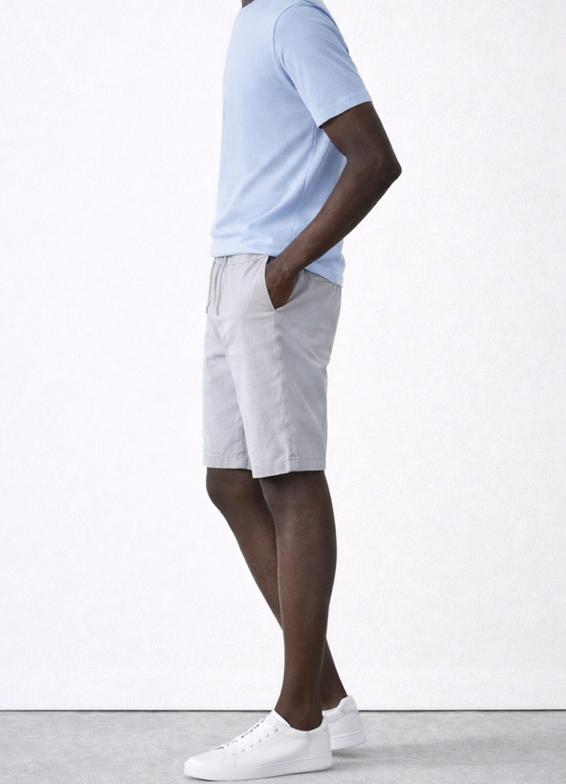 Gri Renk Tencel Karışımlı Şort - 4